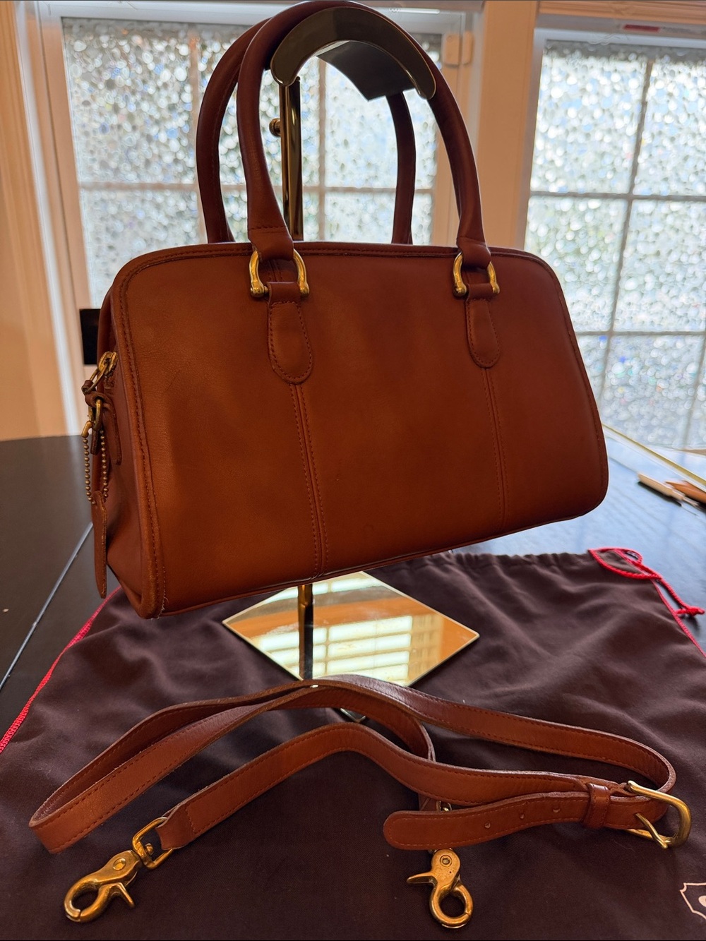Vintage Coach Beaumont Satchel 9871 British Tan USA '98 Leather Strap Hangtag